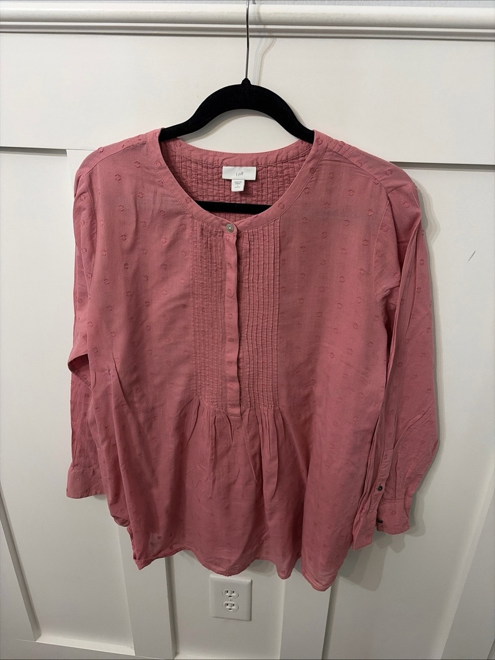 J. Jill Dusty Rose Pin Tucked Peasant Blouse